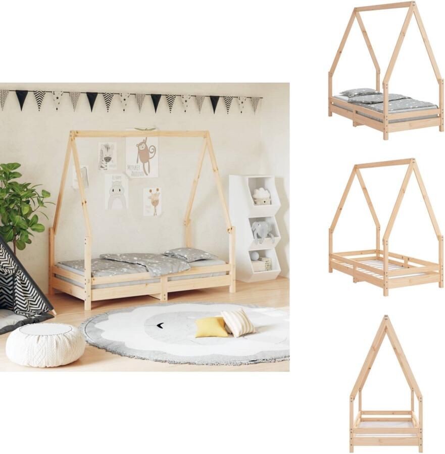VidaXL Kinderbedframe Kinderbedframes Kinderbed Peuterbed Kinderbedframe 70x140 cm massief grenenhout