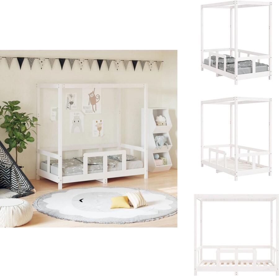 VidaXL Kinderbedframe Kinderbedframes Kinderbed Peuterbed Kinderbedframe 70x140 cm massief grenenhout wit