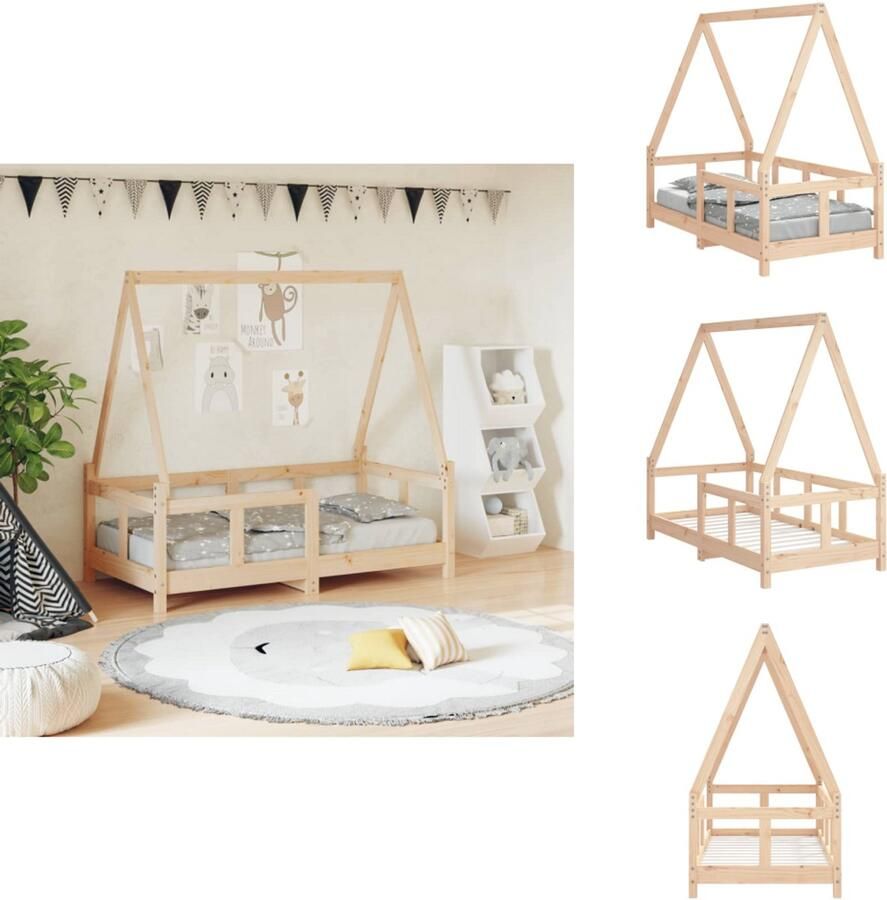 VidaXL Kinderbedframe Kinderbedframes Kinderbed Peuterbed Kinderbedframe 70x140 cm massief grenenhout