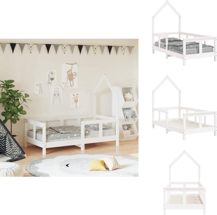 VidaXL Kinderbedframe Kinderbedframes Kinderbed Peuterbed Kinderbedframe 70x140 cm massief grenenhout wit