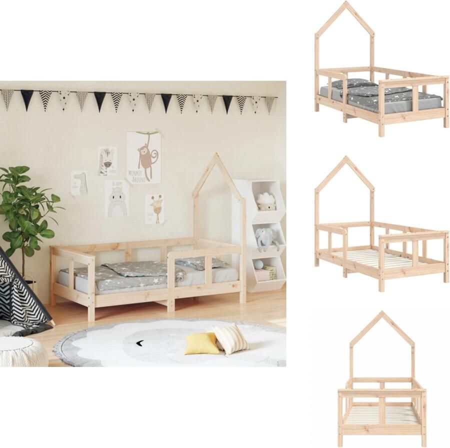 VidaXL Kinderbedframe Kinderbedframes Kinderbed Peuterbed Kinderbedframe 70x140 cm massief grenenhout
