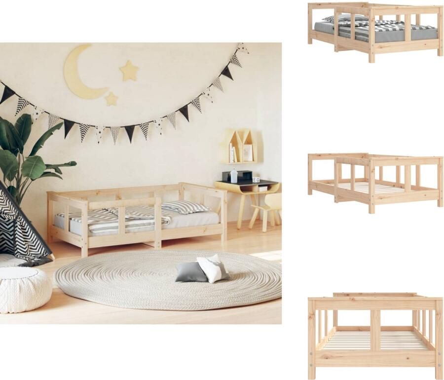 VidaXL Kinderbedframe Kinderbedframes Kinderbed Peuterbed Kinderbedframe 70x140 cm massief grenenhout
