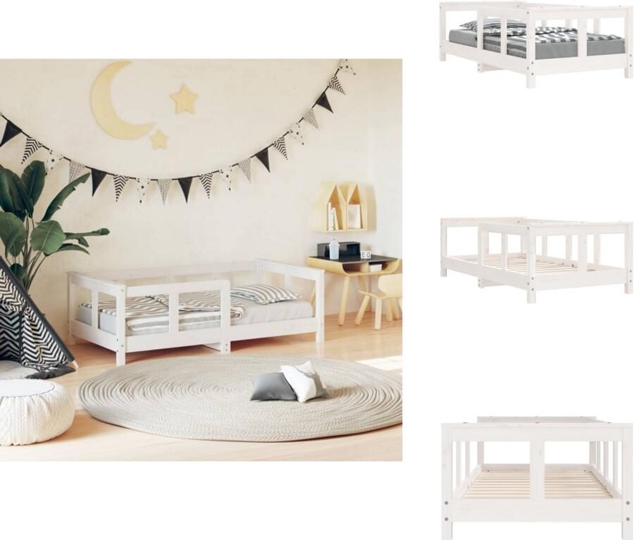 VidaXL Kinderbedframe Kinderbedframes Kinderbed Peuterbed Kinderbedframe 70x140 cm massief grenenhout wit - Foto 2