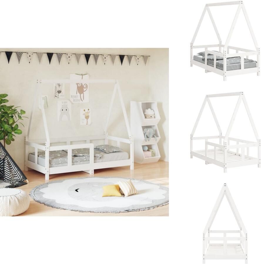 VidaXL Kinderbedframe Kinderbedframes Kinderbed Peuterbed Kinderbedframe 70x140 cm massief grenenhout wit