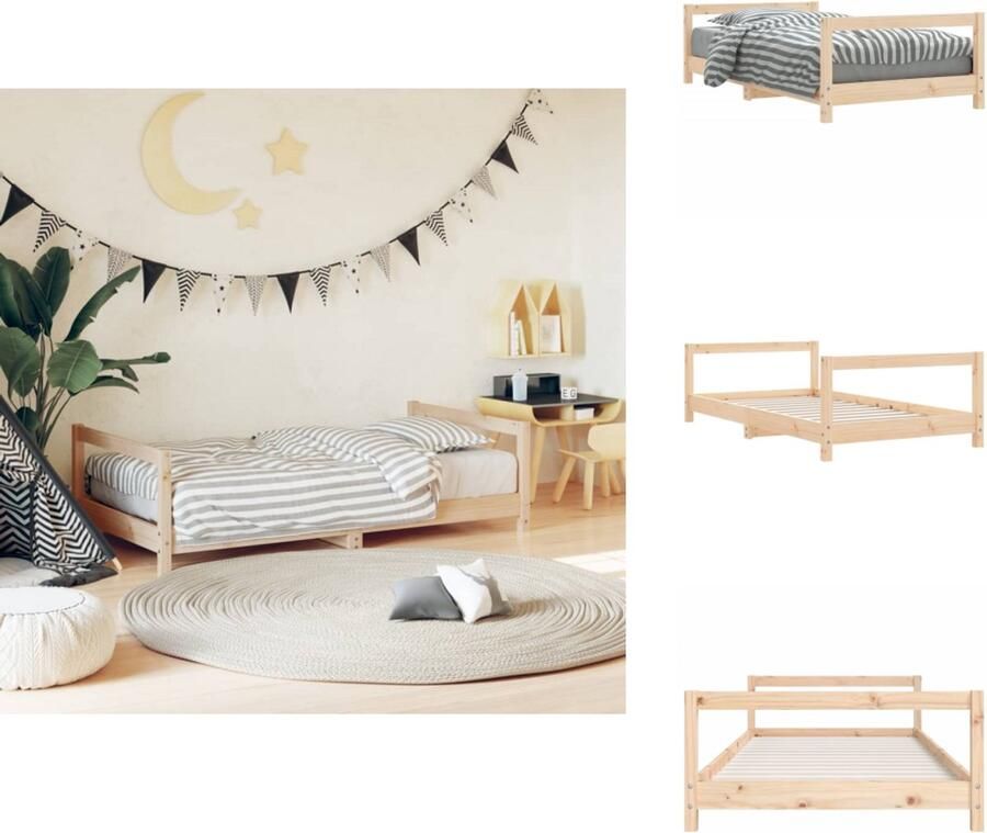VidaXL Kinderbedframe Kinderbedframes Kinderbed Peuterbed Kinderbedframe 80x160 cm massief grenenhout