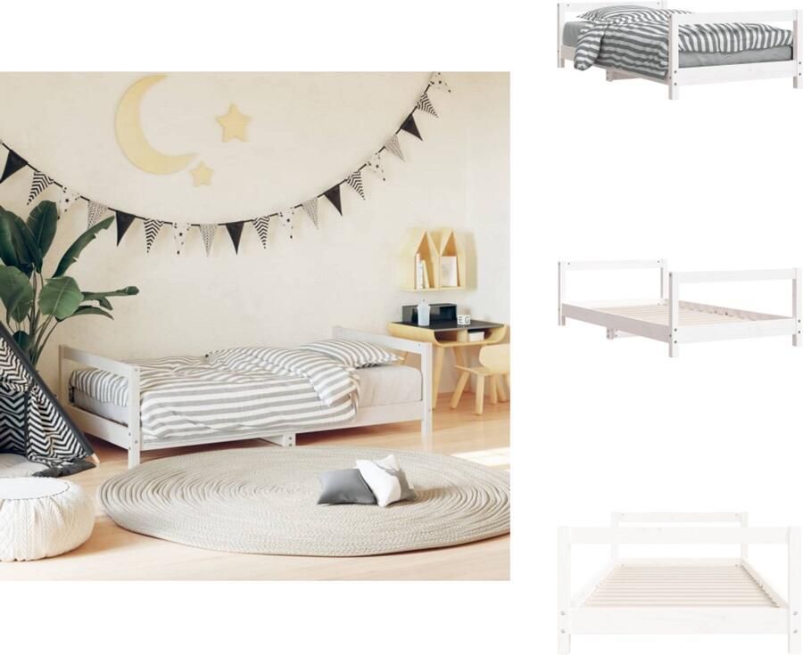 VidaXL Kinderbedframe Kinderbedframes Kinderbed Peuterbed Kinderbedframe 80x160 cm massief grenenhout wit