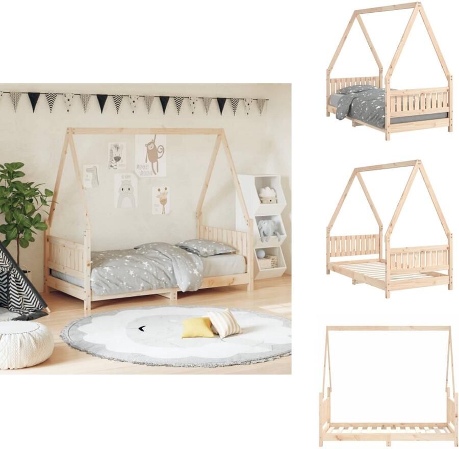 VidaXL Kinderbedframe Kinderbedframes Kinderbed Peuterbed Kinderbedframe 80x160 cm massief grenenhout