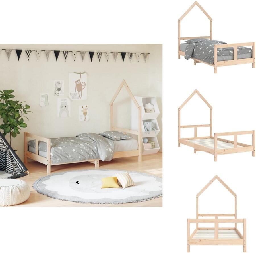 VidaXL Kinderbedframe Kinderbedframes Kinderbed Peuterbed Kinderbedframe 80x160 cm massief grenenhout