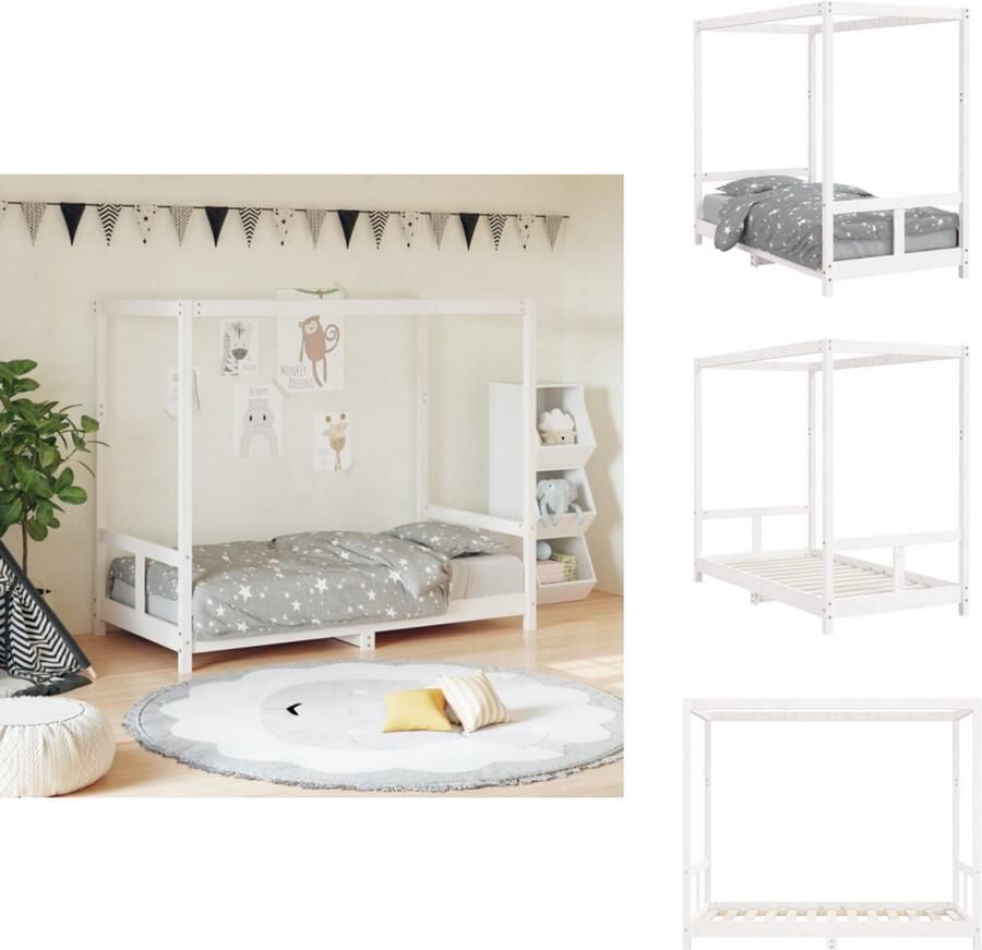 VidaXL Kinderbedframe Kinderbedframes Kinderbed Peuterbed Kinderbedframe 80x160 cm massief grenenhout wit