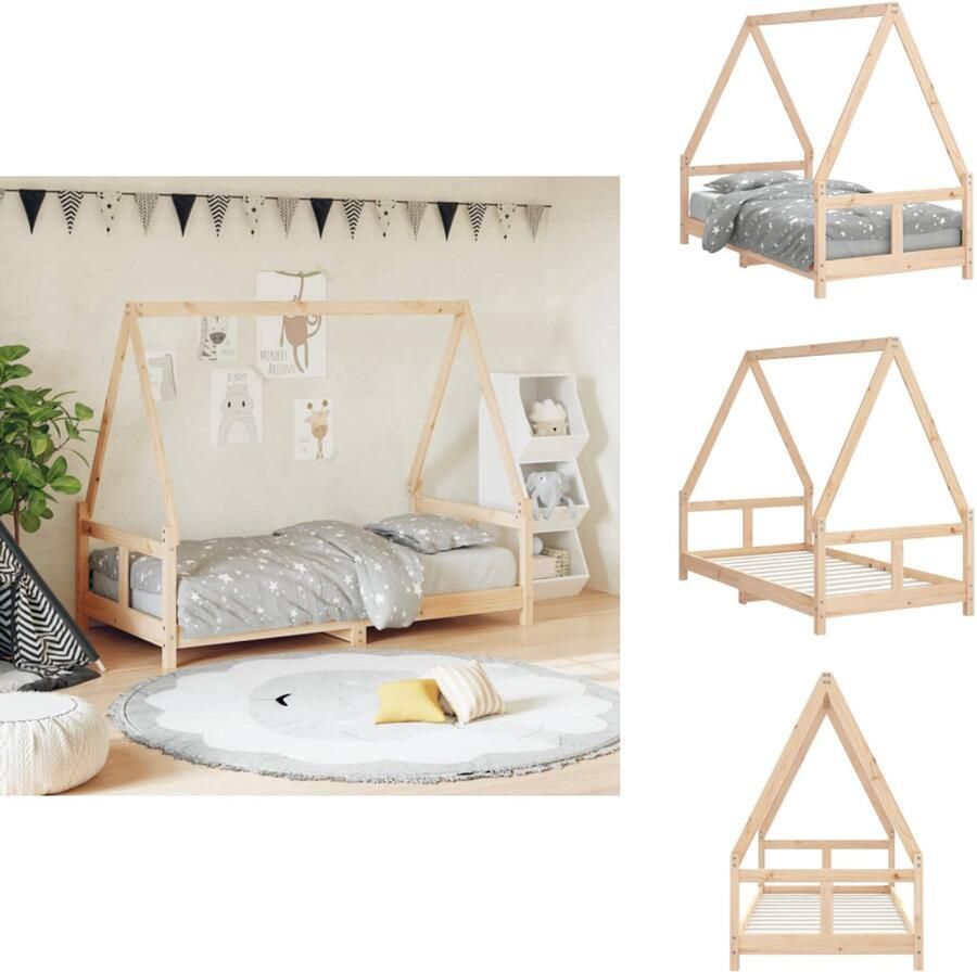 VidaXL Kinderbedframe Kinderbedframes Kinderbed Peuterbed Kinderbedframe 80x160 cm massief grenenhout
