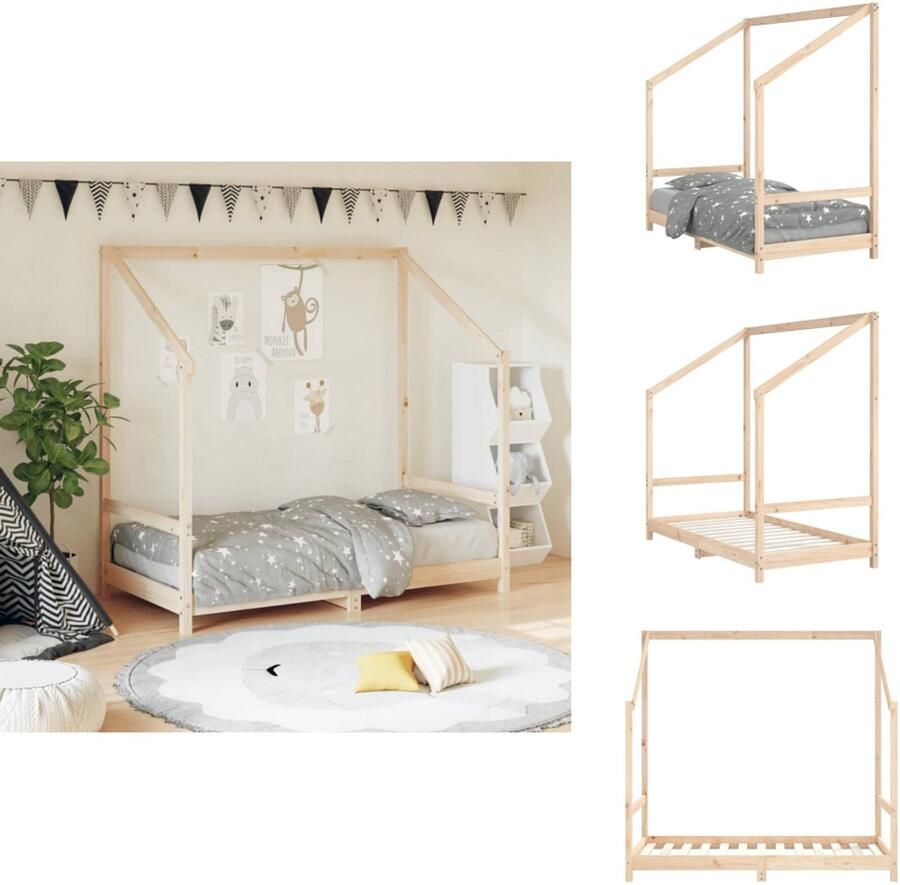 VidaXL Kinderbedframe Kinderbedframes Kinderbed Peuterbed Kinderbedframe 80x160 cm massief grenenhout