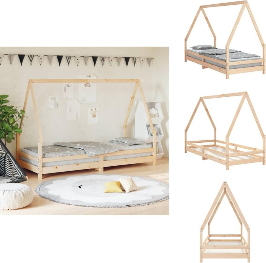 VidaXL Kinderbedframe Kinderbedframes Kinderbed Peuterbed Kinderbedframe 80x200 cm massief grenenhout