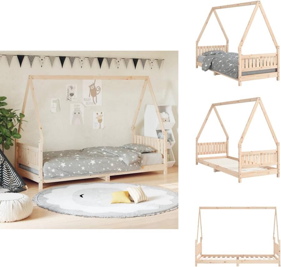 VidaXL Kinderbedframe Kinderbedframes Kinderbed Peuterbed Kinderbedframe 80x200 cm massief grenenhout