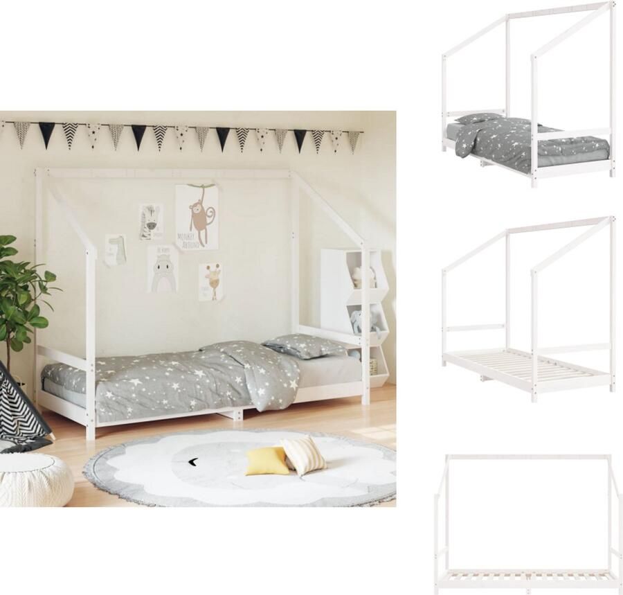 VidaXL Kinderbedframe Kinderbedframes Kinderbed Peuterbed Kinderbedframe 80x200 cm massief grenenhout wit