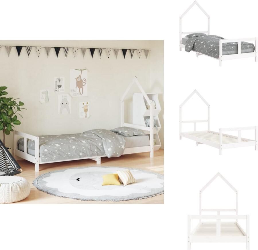 VidaXL Kinderbedframe Kinderbedframes Kinderbed Peuterbed Kinderbedframe 80x200 cm massief grenenhout wit