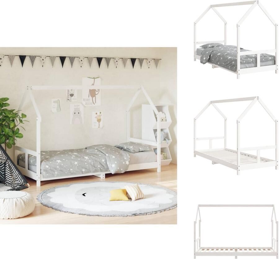VidaXL Kinderbedframe Kinderbedframes Kinderbed Peuterbed Kinderbedframe 80x200 cm massief grenenhout wit