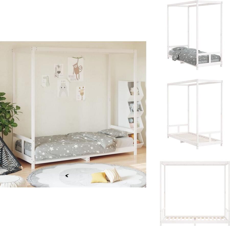 VidaXL Kinderbedframe Kinderbedframes Kinderbed Peuterbed Kinderbedframe 80x200 cm massief grenenhout wit