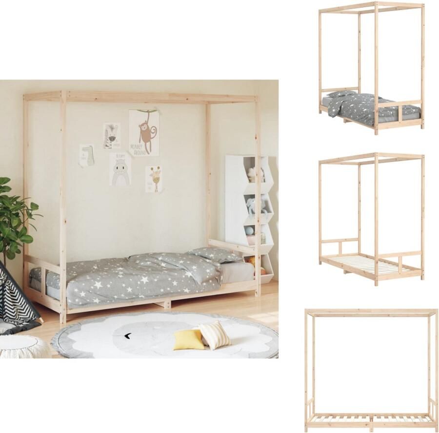 VidaXL Kinderbedframe Kinderbedframes Kinderbed Peuterbed Kinderbedframe 80x200 cm massief grenenhout