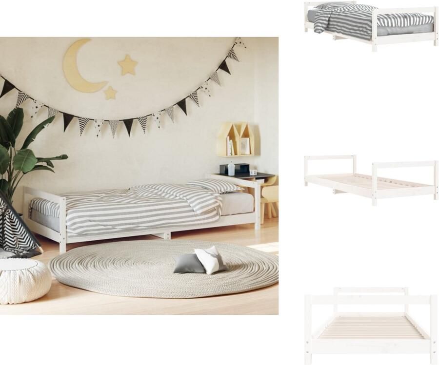 VidaXL Kinderbedframe Kinderbedframes Kinderbed Peuterbed Kinderbedframe 80x200 cm massief grenenhout wit