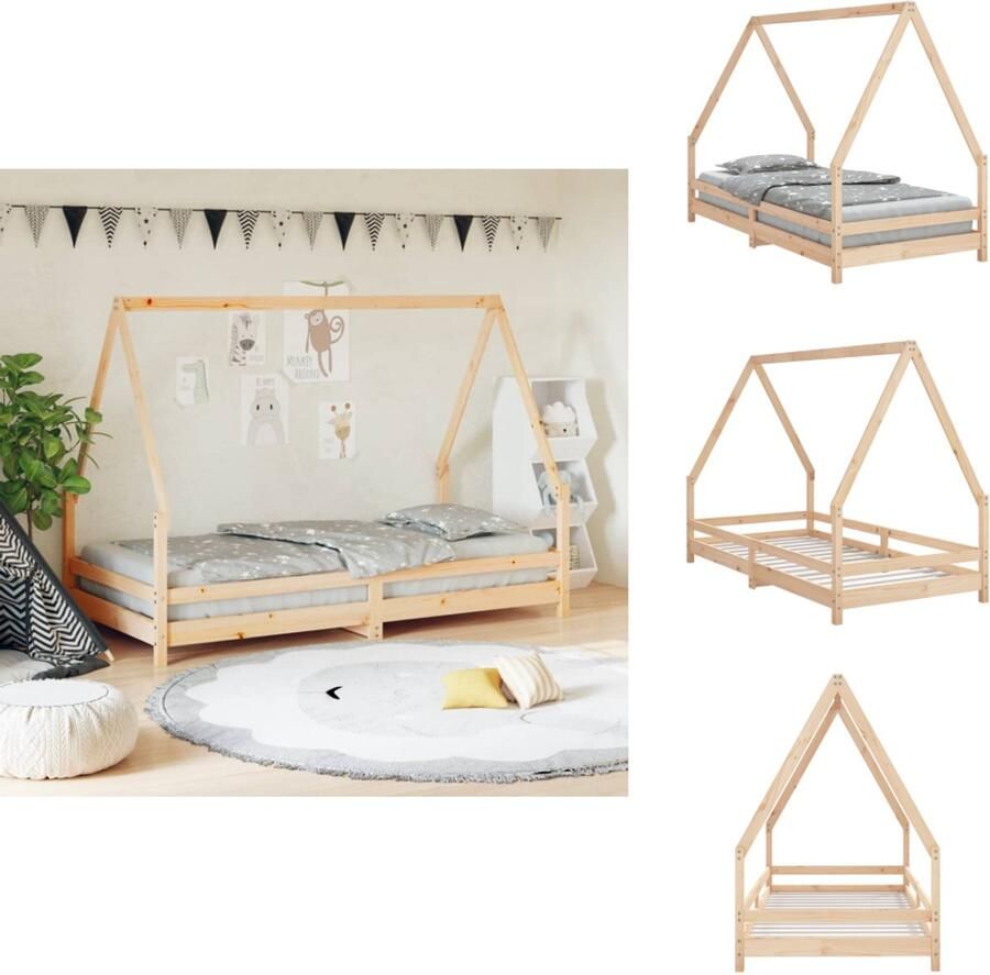 VidaXL Kinderbedframe Kinderbedframes Kinderbed Peuterbed Kinderbedframe 90x190 cm massief grenenhout