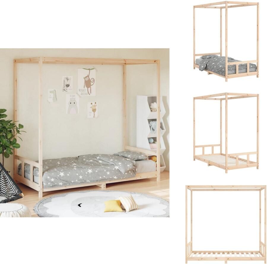 VidaXL Kinderbedframe Kinderbedframes Kinderbed Peuterbed Kinderbedframe 90x190 cm massief grenenhout