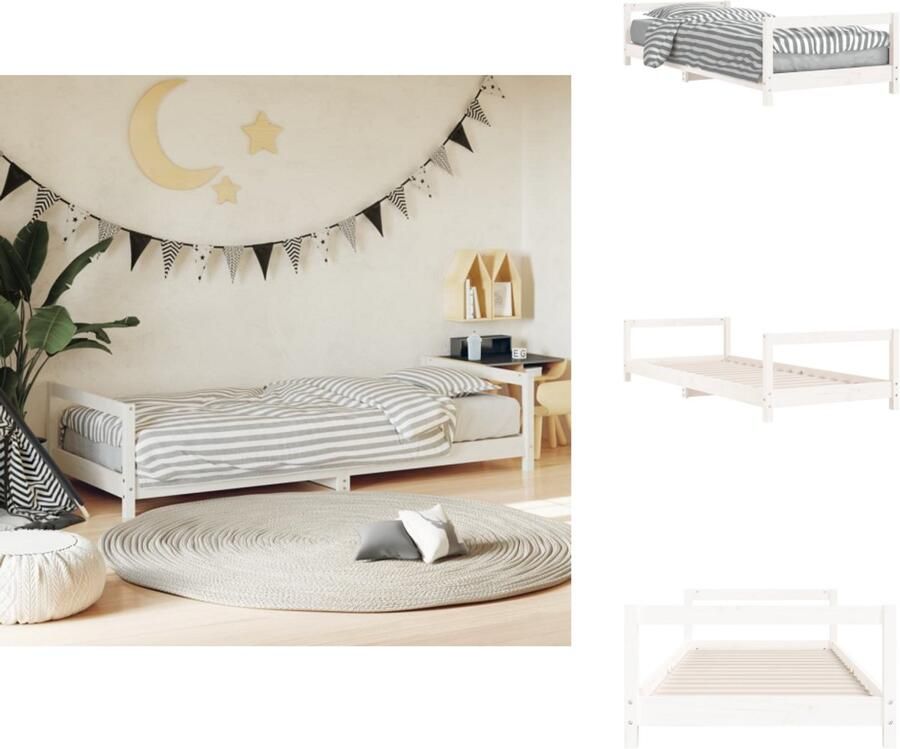 VidaXL Kinderbedframe Kinderbedframes Kinderbed Peuterbed Kinderbedframe 90x190 cm massief grenenhout wit