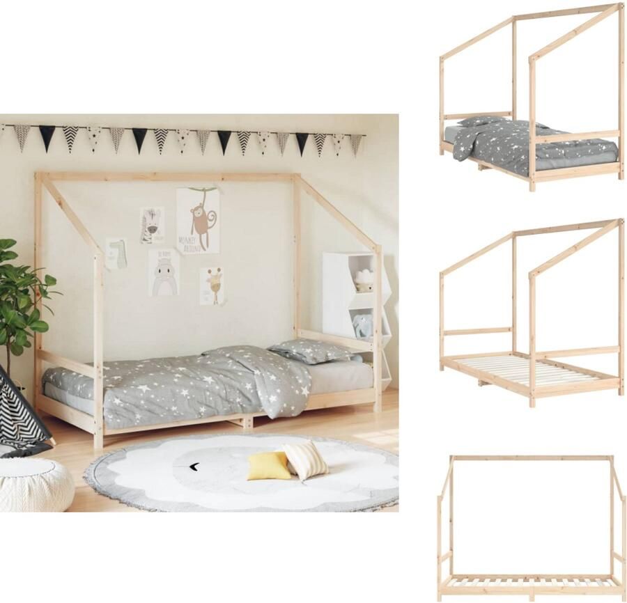 VidaXL Kinderbedframe Kinderbedframes Kinderbed Peuterbed Kinderbedframe 90x190 cm massief grenenhout