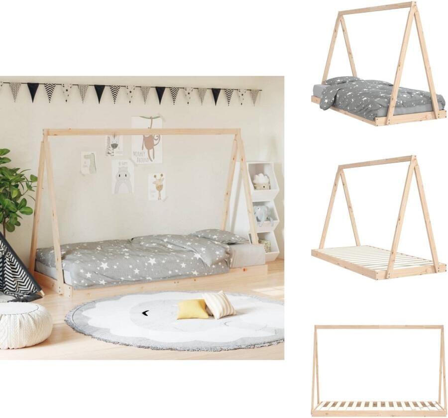 VidaXL Kinderbedframe Kinderbedframes Kinderbed Peuterbed Kinderbedframe 90x190 cm massief grenenhout