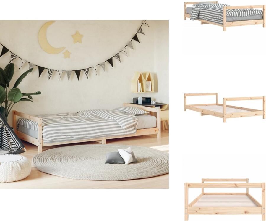 VidaXL Kinderbedframe Kinderbedframes Kinderbed Peuterbed Kinderbedframe 90x190 cm massief grenenhout