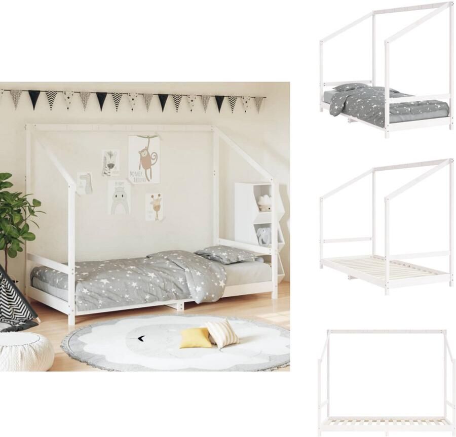 VidaXL Kinderbedframe Kinderbedframes Kinderbed Peuterbed Kinderbedframe 90x190 cm massief grenenhout wit