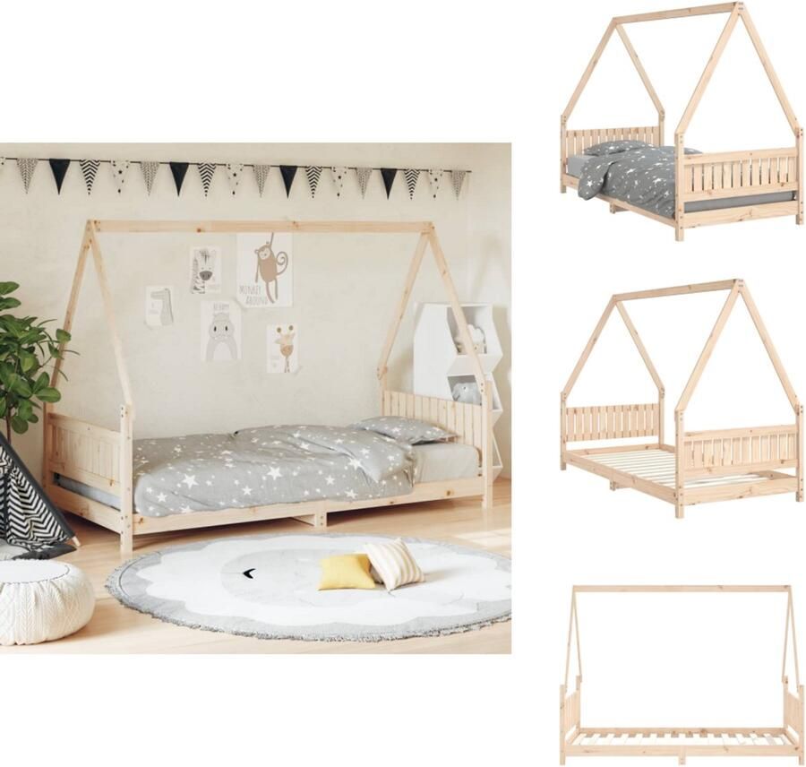 VidaXL Kinderbedframe Kinderbedframes Kinderbed Peuterbed Kinderbedframe 90x190 cm massief grenenhout - Foto 2