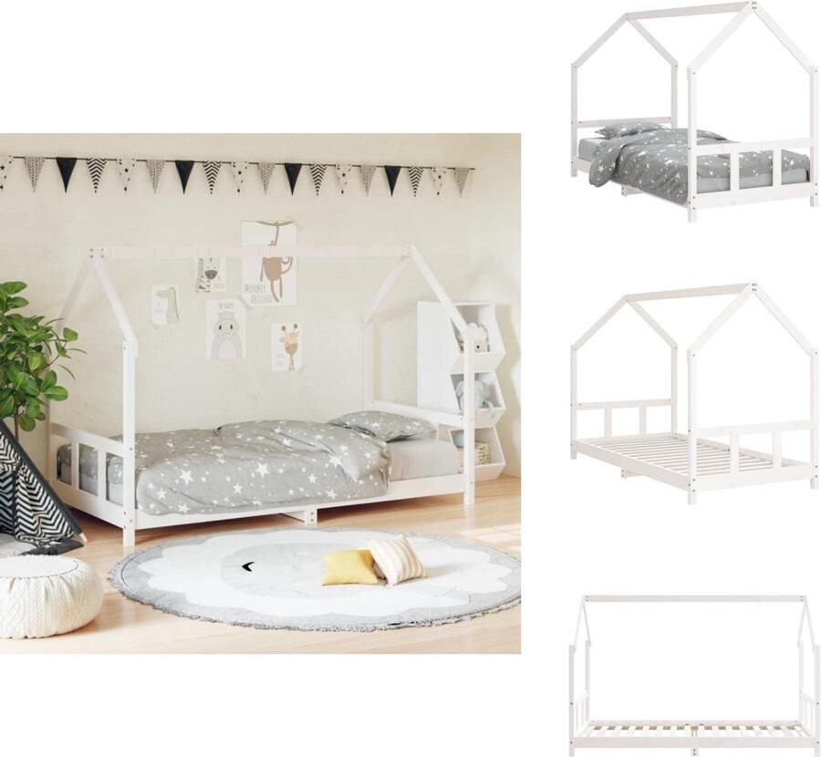 VidaXL Kinderbedframe Kinderbedframes Kinderbed Peuterbed Kinderbedframe 90x200 cm massief grenenhout wit