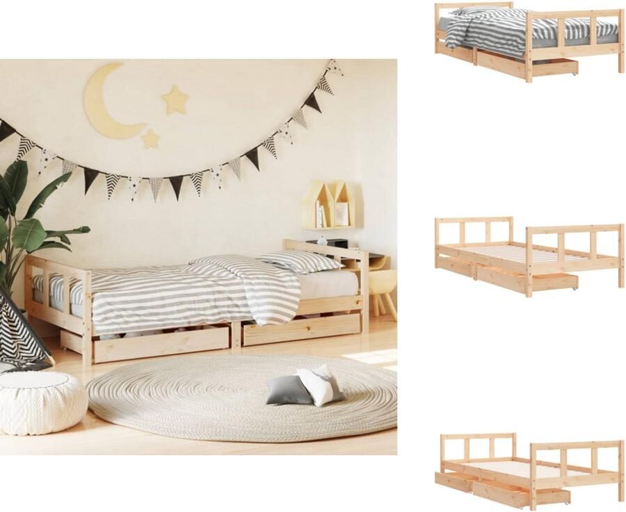 VidaXL Kinderbedframe Kinderbedframes Kinderbed Peuterbed Kinderbedframe 90x200 cm massief grenenhout - Foto 3