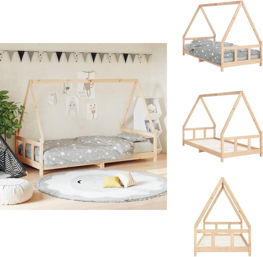 VidaXL Kinderbedframe Kinderbedframes Kinderbed Peuterbed Kinderbedframe 90x200 cm massief grenenhout - Foto 2