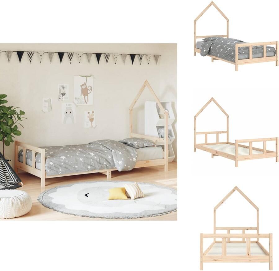 VidaXL Kinderbedframe Kinderbedframes Kinderbed Peuterbed Kinderbedframe 90x200 cm massief grenenhout