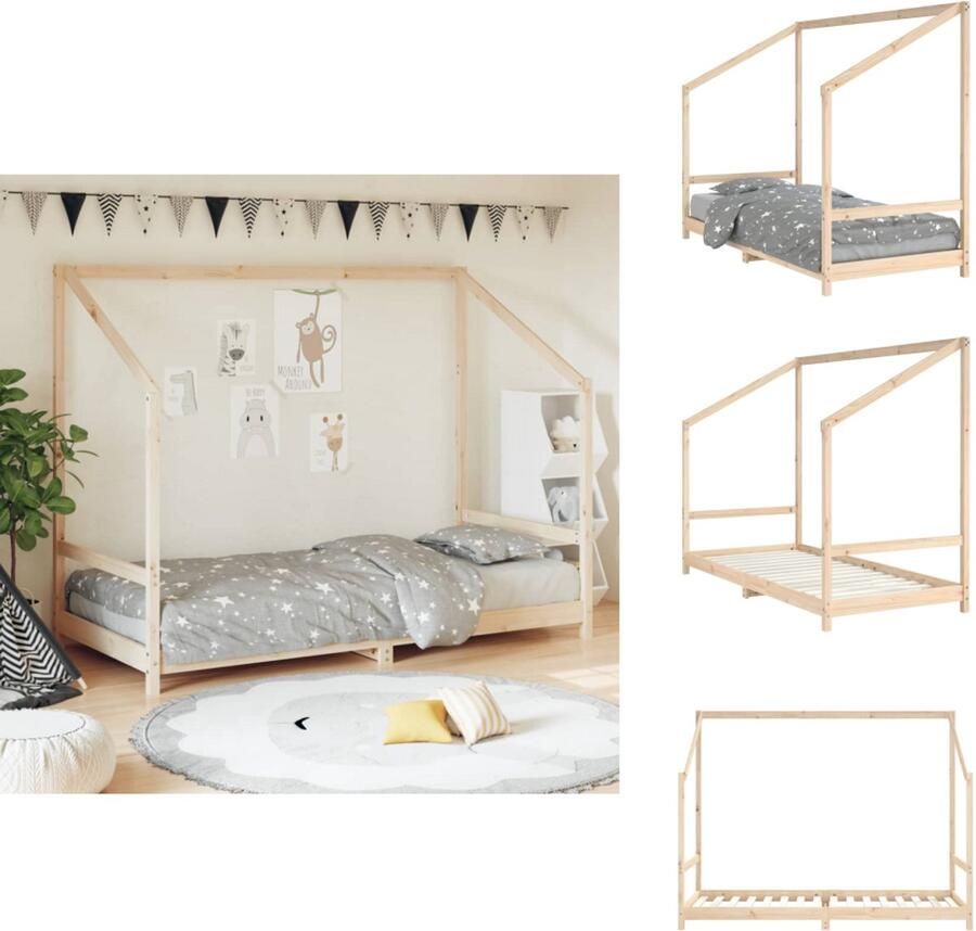 VidaXL Kinderbedframe Kinderbedframes Kinderbed Peuterbed Kinderbedframe 90x200 cm massief grenenhout