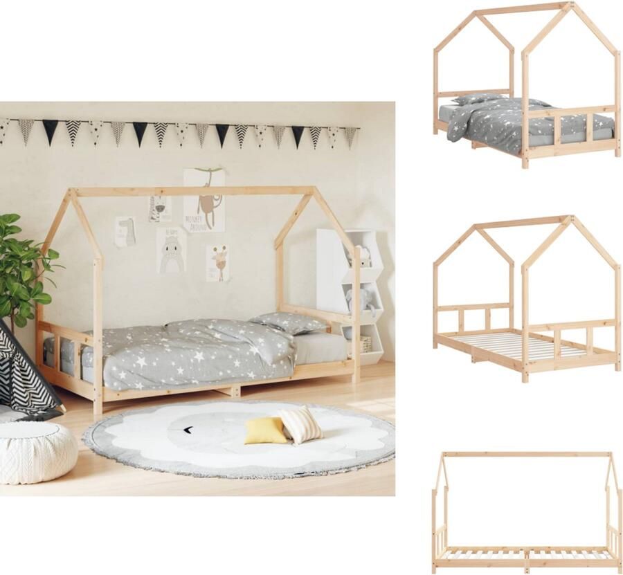 VidaXL Kinderbedframe Kinderbedframes Kinderbed Peuterbed Kinderbedframe 90x200 cm massief grenenhout