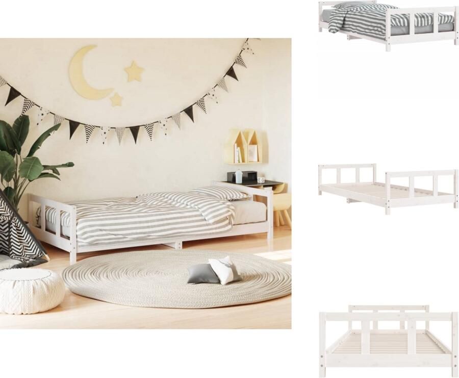 VidaXL Kinderbedframe Kinderbedframes Kinderbed Peuterbed Kinderbedframe 90x200 cm massief grenenhout wit
