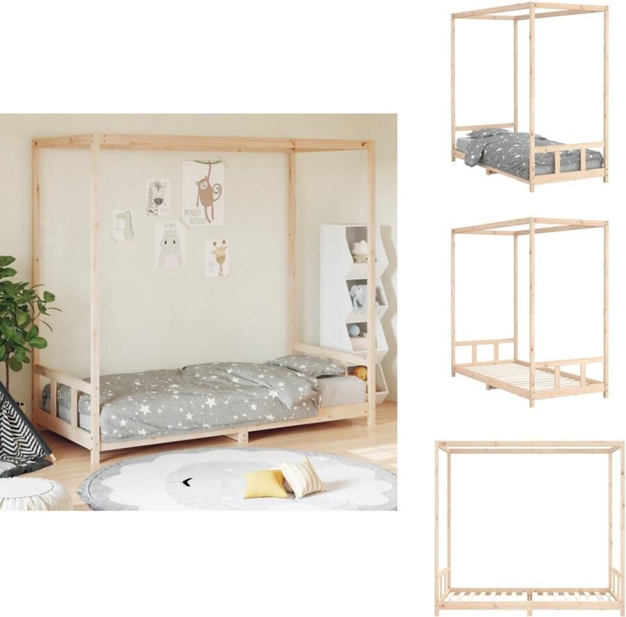 VidaXL Kinderbedframe Kinderbedframes Kinderbed Peuterbed Kinderbedframe 90x200 cm massief grenenhout