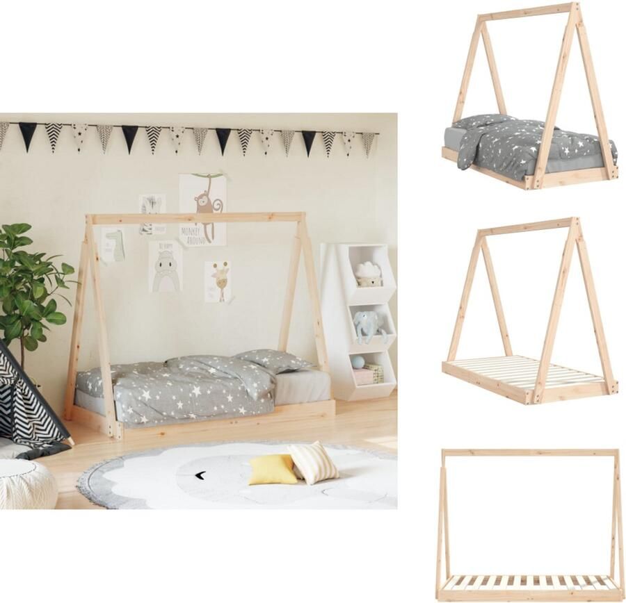 VidaXL Kinderbedframe Kinderbedframes Kinderbed Tipibed Kinderbedframe 70x140 cm massief grenenhout