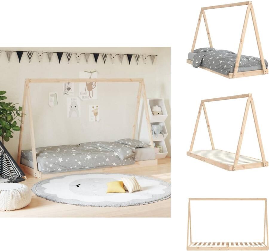 VidaXL Kinderbedframe Kinderbedframes Kinderbed Tipibed Kinderbedframe 80x200 cm massief grenenhout