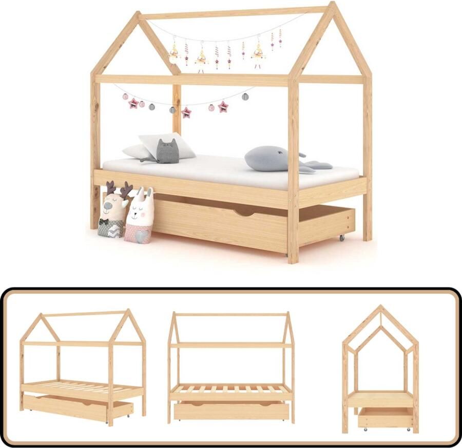 VidaXL Kinderbedframe Massief Grenenhout 80x160 cm Kinderbed Boomhut Stijl Grenenhout Kidsbed Slaapkamerdecoratie
