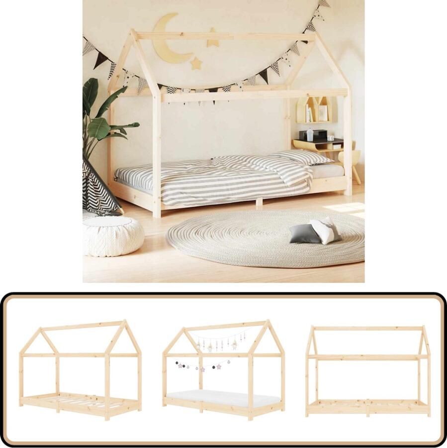 VidaXL Kinderbedframe Massief Grenenhout 80x160 cm Kinderbed Houten Bed Boomhut Bed Kinderkamer Meubels Tweepersoons Bed Massief Hout Bed
