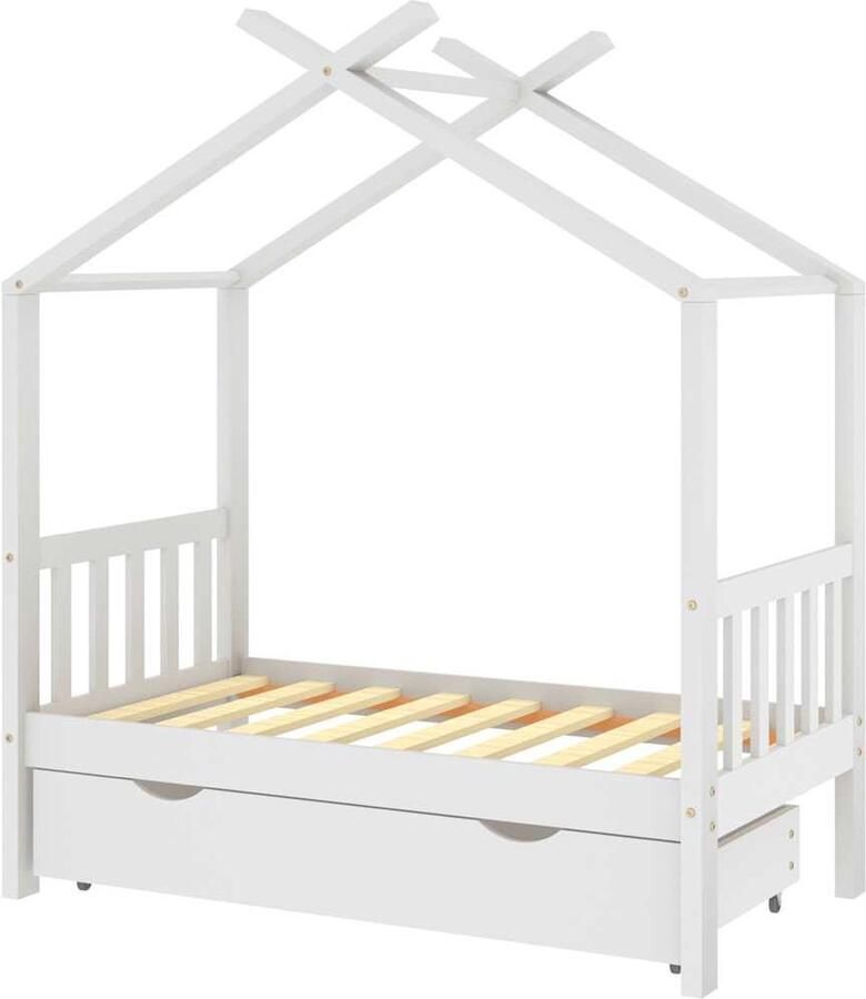 VidaXL Kinderbedframe met lade 70x140 cm Wit Kinderbed Boomhut Bed Houten Bed Kids Bed Kinderkamer Babykamer Jongenskamer Meisjeskamer Sleepplaats - Foto 3
