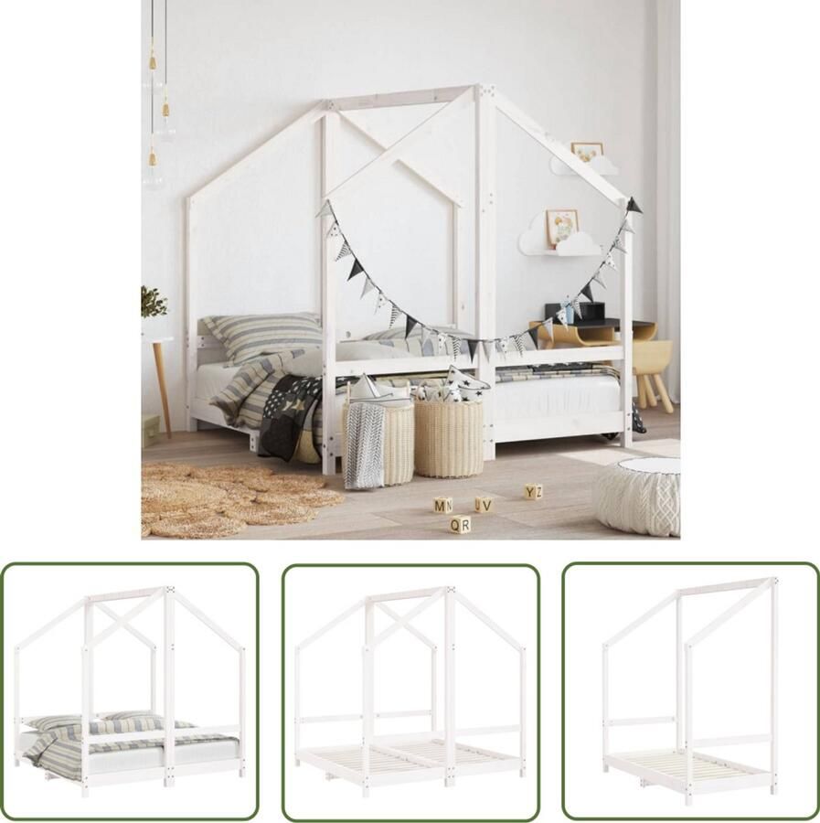 VidaXL Kinderbedframe wit 70x140 cm hout Peuterbed Kinderbed Houten Bed Wit Bed Babykamer Kids Bedroom Jongenskamer Meisjeskamer Grenenhouten Bed Voor Kinderen