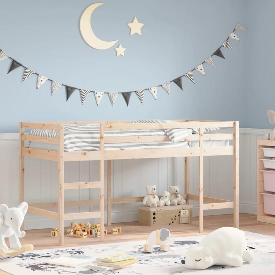 VidaXL Kinderhoogslaper 80x200 cm massief grenenhout Kinderbed Hoogslaper Grenenhout Bed Bruine Bed Kids Bed Tweepersoons Bed Bunk Beds Loft Bed - Foto 2