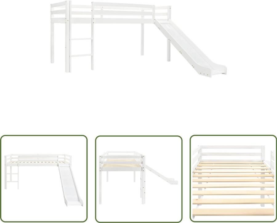VidaXL Kinderhoogslaper met glijbaan en ladder Wit Kinderkamer Meubels Hoogslaper Kids Bed Mezzanineslepe Speelplek Slaapruimte Kinderkamersdecoratie Jongens Kamer Meisjes Kamer - Foto 2