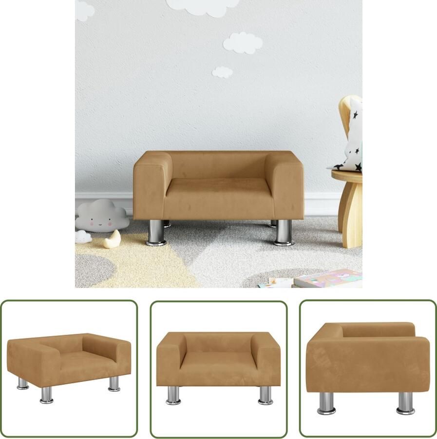 VidaXL Kindermeubel Kinderstoel Kinderbank 50x40x26 5 cm fluweel bruin Kinderbank Speelhoek Kids Meubels