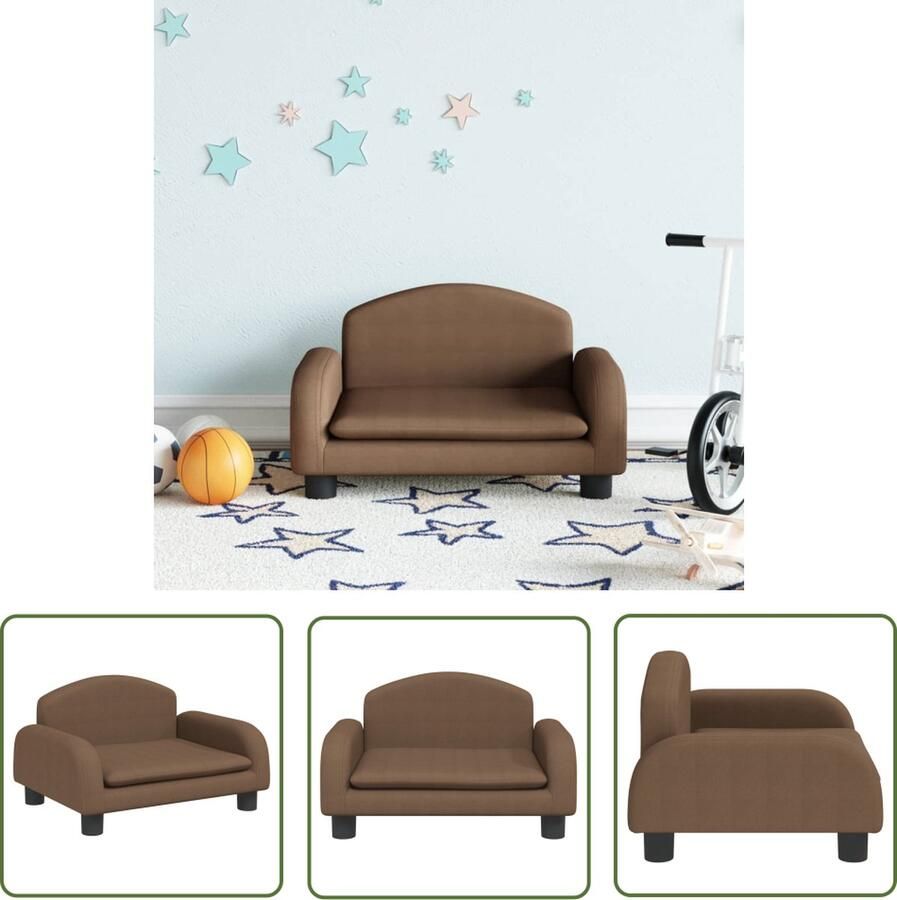 VidaXL Kindermeubel Kinderstoel Kinderbank 50x40x30 cm stof bruin Bruine Bank Kids Bank Minibanc
