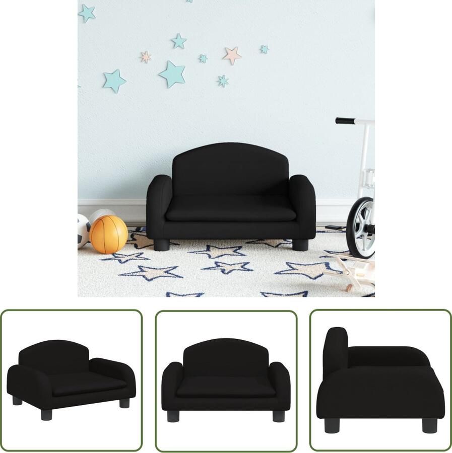 VidaXL Kindermeubel Kinderstoel Kinderbank 50x40x30 cm stof zwart Kids Bank Stoel Voor Kinderen Speelgoed Kamer Meubels